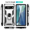 For Google Pixel 7 Shockproof TPU + PC Phone Case with Holder(Silver)