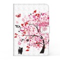 For Lenovo M10 Plus 3D Painted Pattern Leather Tablet Case(Cat Under the Tree)
