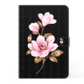 For Lenovo M10 Plus 3D Painted Pattern Leather Tablet Case(Black Flower)