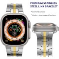 Steel Watch Band For Apple Watch Series 9&8&7 41mm / SE 3&SE 2&6&SE&5&4 40mm / 3&2&1 38mm(Silver Gol