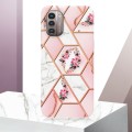 For Nokia G21 / G11 Electroplating Splicing Marble Flower Pattern TPU Shockproof Phone Case(Pink Flo