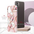 For Nokia G21 / G11 Electroplating Splicing Marble Flower Pattern TPU Shockproof Phone Case(Pink Flo