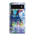 For Google Pixel 7 Pro 5G 3D Painting Pattern TPU + PU Leather Phone Case(Watercolor Owl)