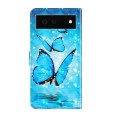 For Google Pixel 6a 3D Painting Pattern TPU + PU Leather Phone Case(Three Butterflies)