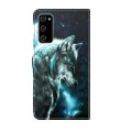 For Samsung Galaxy A03s 166mm 3D Painting Pattern TPU + PU Leather Phone Case(Wolf)