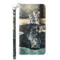 For Samsung Galaxy A13 4G 3D Painting Pattern TPU + PU Leather Phone Case(Cat Tiger)