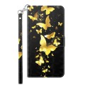 For Samsung Galaxy A22 5G 3D Painting Pattern TPU + PU Leather Phone Case(Gold Butterfly)