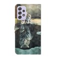 For Samsung Galaxy A53 5G 3D Painting Pattern TPU + PU Leather Phone Case(Cat Tiger)