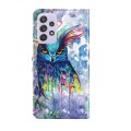 For Samsung Galaxy A53 5G 3D Painting Pattern TPU + PU Leather Phone Case(Watercolor Owl)