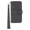 For OPPO Realme C35 Embossed Striped Magnetic Buckle Horizontal Flip Phone Leather Case(Black)