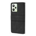 For OPPO Realme C35 Embossed Striped Magnetic Buckle Horizontal Flip Phone Leather Case(Black)