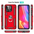 For Xiaomi Redmi 10C Shockproof TPU + PC Phone Case with 360 Degree Rotating Holder(Red)
