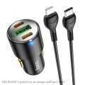 hoco NZ6 Dual Type-C / USB-C + USB PD45W 3-port Car Charger with Type-C / USB-C to 8 Pin Charging Ca