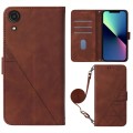 For Samsung Galaxy A13 4G Crossbody 3D Embossed Flip Leather Phone Case(Brown)