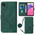 For Samsung Galaxy A13 4G Crossbody 3D Embossed Flip Leather Phone Case(Dark Green)