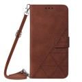 For Samsung Galaxy A22 4G EU/M32 International Crossbody 3D Embossed Flip Leather Phone Case(Brown)