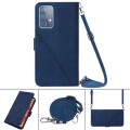 For Samsung Galaxy A52 4G / 5G Crossbody 3D Embossed Flip Leather Phone Case(Blue)