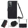 For Samsung Galaxy A52 4G / 5G Crossbody 3D Embossed Flip Leather Phone Case(Black)