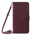 For Samsung Galaxy S21 Ultra 5G Crossbody 3D Embossed Flip Leather Phone Case(Wine Red)