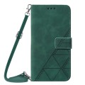 For Xiaomi Redmi Note 9 Pro/9 Pro Max/9S Crossbody 3D Embossed Flip Leather Phone Case(Dark Green)