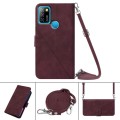 For Infinix Hot 10 Lite / Smart 5 Crossbody 3D Embossed Flip Leather Phone Case(Wine Red)