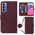 For Tecno Camon 18 Crossbody 3D Embossed Flip Leather Phone Case(Wine Red)