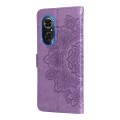 For Honor 50 SE / Huawei nova 9 SE 7-petal Flowers Embossed Flip Leather Phone Case(Light Purple)