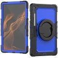 For Samsung Galaxy Tab S8 Ultra Shoulder Strap Silicone + PC Tablet Case(Black Blue)