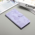 For Motorola Moto G22 Skin Feel Butterfly Peony Embossed Leather Phone Case(Purple)