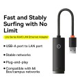 Baseus Lite Series Ethernet Adapter USB-A to RJ45 LAN Port 100Mbps(Black)