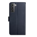 For Samsung Galaxy S22 5G Genuine Leather Fingerprint-proof Horizontal Flip Phone Case(Blue)