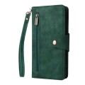 For Google Pixel 4A 5G Rivet Buckle 9 Cards Three Fold Leather Phone Case(Green)
