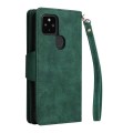 For Google Pixel 4A 5G Rivet Buckle 9 Cards Three Fold Leather Phone Case(Green)