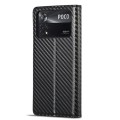 For Xiaomi Poco X4 Pro 5G LC.IMEEKE Carbon Fiber Texture Flip Leather Phone Case(Vertical Black)