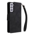For Samsung Galaxy S22 Rivet Buckle 9 Cards Three Fold Leather Phone Case(Black)