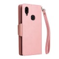 For Samsung Galaxy A10s Rivet Buckle 9 Cards Three Fold Leather Phone Case(Rose Gold)