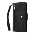 For Samsung Galaxy A52 5G Rivet Buckle 9 Cards Three Fold Leather Phone Case(Black)