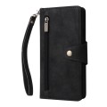 For OnePlus Nord Rivet Buckle 9 Cards Three Fold Leather Phone Case(Black)