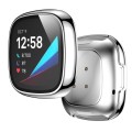 For Fitbit Versa 3 / Fitbit Sense Electroplated PC +Tempered Glass Watch Case(Silver)