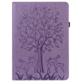 For Lenovo M10 Plus 3rd Gen 10.6 inch Tree & Deer Embossed Leather Tablet Case(Purple)