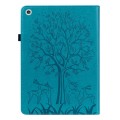For Lenovo M10 Plus 3rd Gen 10.6 inch Tree & Deer Embossed Leather Tablet Case(Blue)