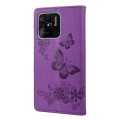 For Xiaomi Redmi 10C Butterfly Embossed Leather Phone Case(Purple)
