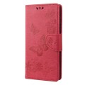 For Xiaomi Redmi 10C Butterfly Embossed Leather Phone Case(Red)
