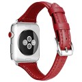 Genuine Leather Watch Band For Apple Watch Series 8&7 41mm / SE 2&6&SE&5&4 40mm / 3&2&1 38mm(Red)