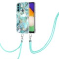 For Motorola Moto G60 / G40 Fusion Electroplating Splicing Marble TPU Phone Case with Lanyard(Blue)