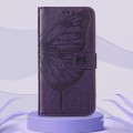 For Samsung Galaxy A73 5G Embossed Butterfly Leather Phone Case(Dark Purple)