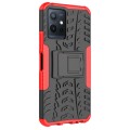 For vivo Y75 / Y55 / T1 5G Tire Texture TPU + PC Phone Case with Holder(Red)