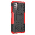 For Nokia G21 4G Tire Texture TPU + PC Phone Case with Holder(Red)