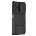 For Xiaomi Redmi Note 10 Pro 4G Stereoscopic Holder Sliding Camshield Phone Case(Black)