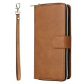 For Samsung Galaxy A33 5G 9 Card Slots Zipper Wallet Bag Leather Phone Case(Brown)